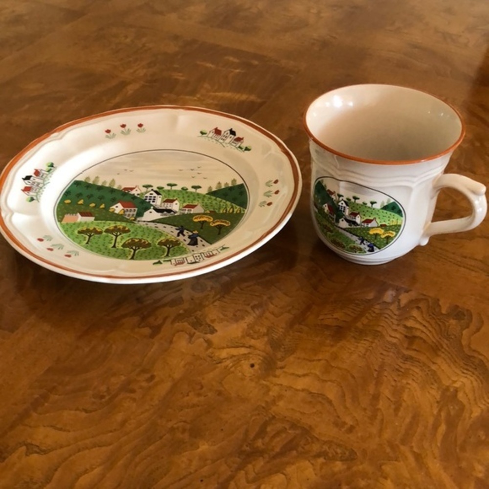 Newcor Stoneware Country Village Cup & Salad plate